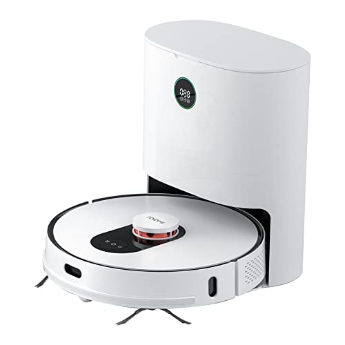 Roidmi Eve Plus Staubsauger Roboter mit Absaugstation, Roboterstaubsauger mit Wischfunktion, Saugroboter Lasernavigation, WLAN und Sprachsteuerung, für Hartholz und Tierhaare, white, SDJ01RM+JCZ01RM