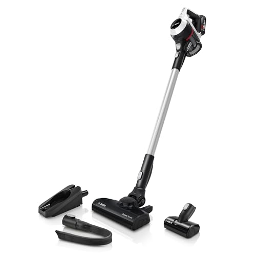 Bosch Akku-Staubsauger Unlimited Serie 6 BKS611MTB, kabelloser Handstaubsauger, beutellos, leicht, Hygiene-Filter, 10 Jahre Motorgarantie, hohe Saugleistung, lange Laufzeit, alle Bodenarten, weiß