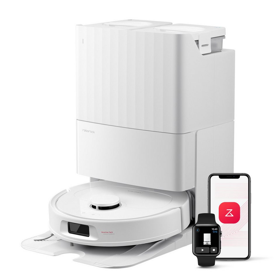 Roborock Saugroboter QV 35S (Upgrade von Qrevo Plus)Saugkraft Saugroboter mit Wischfunktion, Anti-Tangle-Bürsten, Anhebbare Schleudermopps, Intelligente Hindernisvermeidung, 10.000 Pa HyperForce Saugkraft,Multifunktions-Dockingstation